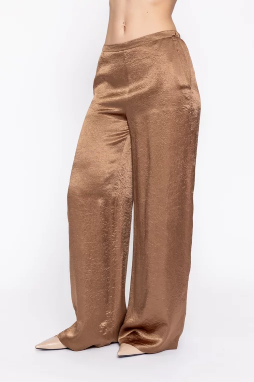 Pantaloni lejeri satinați aurii PMO60303 thumbnail picture - 