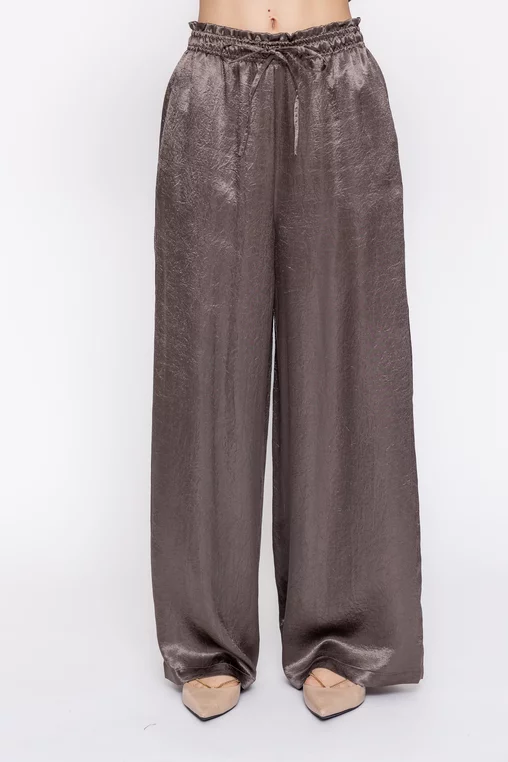 Pantaloni lejeri satinați taupe PMO60303 thumbnail picture - 