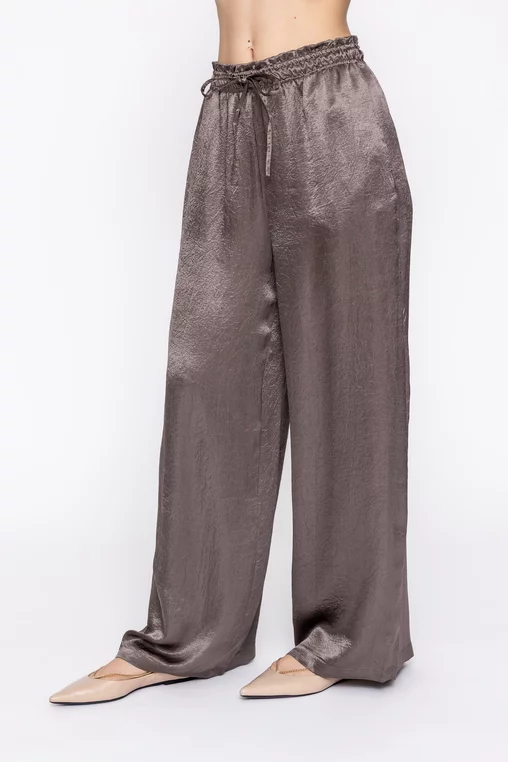Pantaloni lejeri satinați taupe PMO60303 thumbnail picture - 