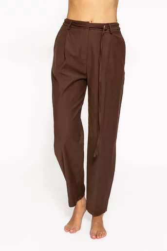 Pantaloni maro din bumbac cu cordon PKC60802