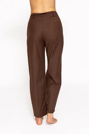 Pantaloni maro din bumbac cu cordon PKC60802