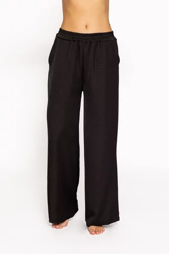 Pantaloni negri largi cu talie elastică PKC60801