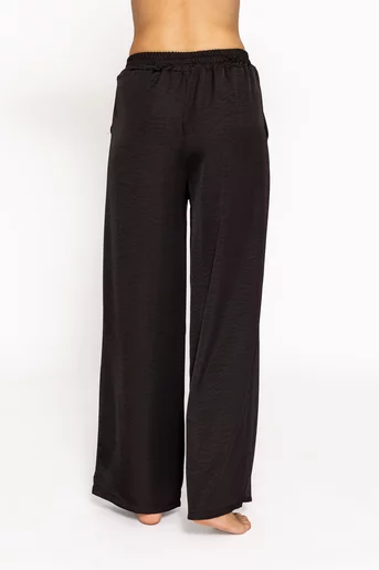 Pantaloni negri largi cu talie elastică PKC60801