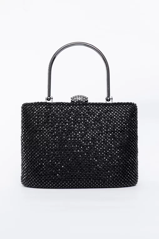 Poșetă de ocazie decorată cu strasuri neagră PAS0909 thumbnail picture - 