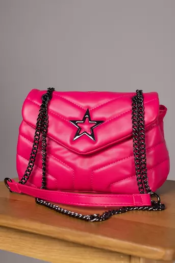 Poseta de umar cu stea decorativa fucsia  A10193
