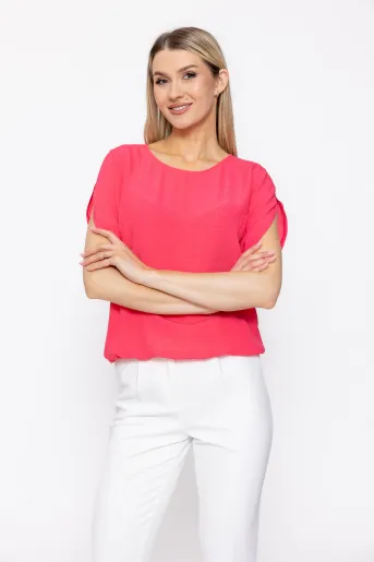 Bluză Caramel din vâscoză roz B4628