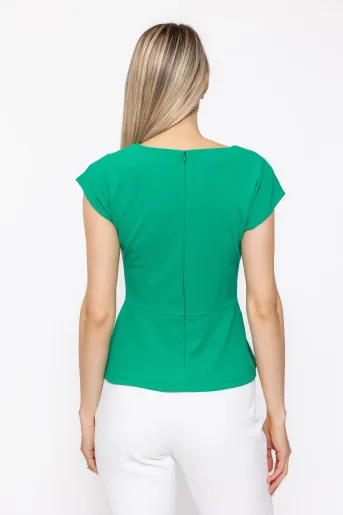 Bluză Caramel elegantă cu accesoriu verde  B4627