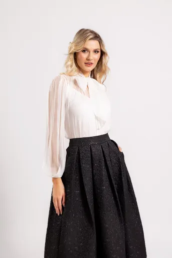 Bluză Caramel elegantă mătase naturală ivory B4530