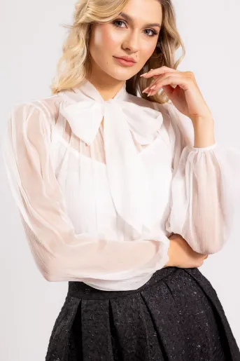 Bluză Caramel elegantă mătase naturală ivory B4530