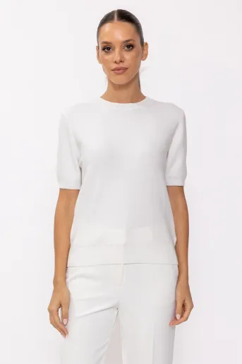 Bluză casual cu paiete discrete albă BLX60802