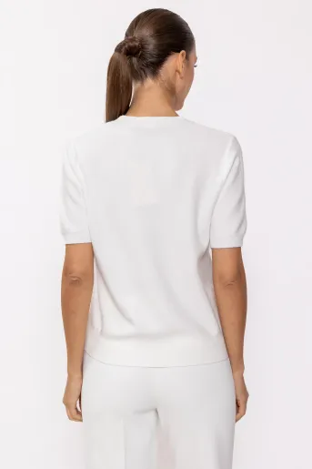 Bluză casual cu paiete discrete albă BLX60802