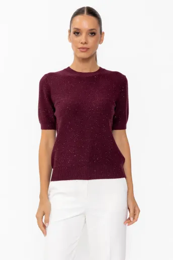 Bluză casual cu paiete discrete burgundy BLX60802
