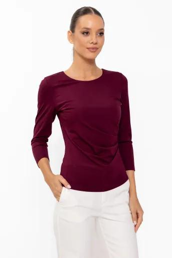 Bluză cu drapaje laterale burgundy B4642