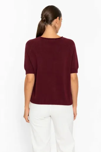 Bluză lejeră din bumbac burgundy BLT60807