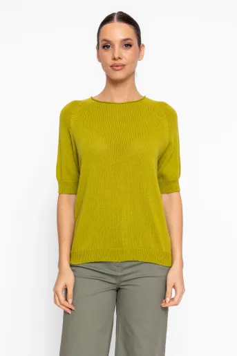 Bluză lejeră din bumbac lime BLT60802
