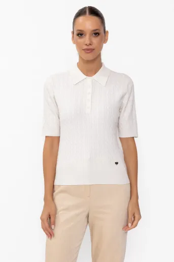 Bluză tricotată cu guler ivory BLX60805