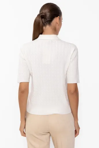 Bluză tricotată cu guler ivory BLX60805