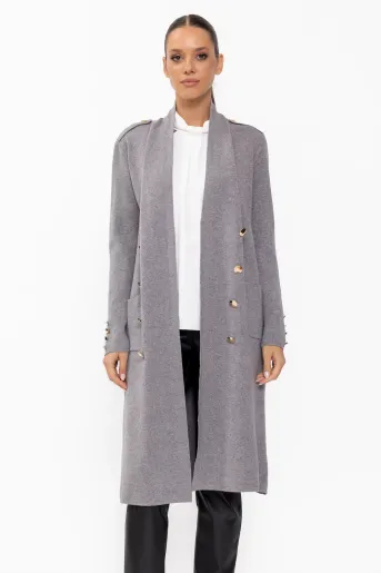 Cardigan lung tricotat gri JDM60901
