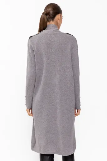 Cardigan lung tricotat gri JDM60901