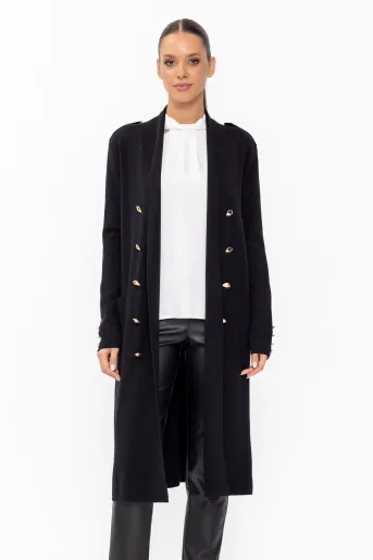 Cardigan lung tricotat negru JDM60901
