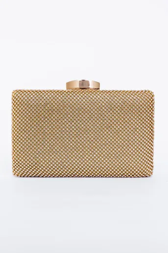 Clucth elegant decorat cu strasuri auriu PAS0903