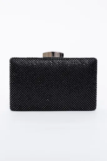 Clucth elegant decorat cu strasuri negru PAS0903
