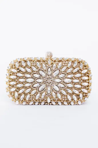 Clutch decorat cu pietre auriu PAS0908