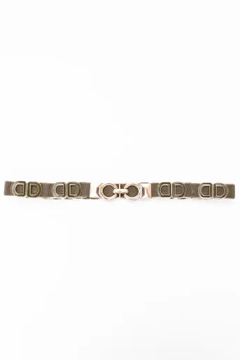  Curea elastică îngustă cu model DD kaki C16860508