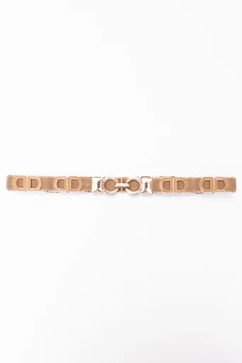 Curea elastică îngustă cu model DD taupe C16860508