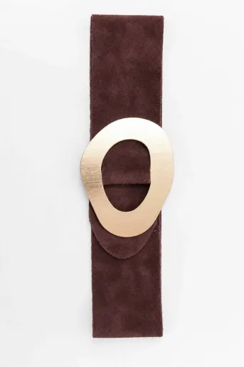 Curea piele întoarsă burgundy cataramă metalică CLM60802