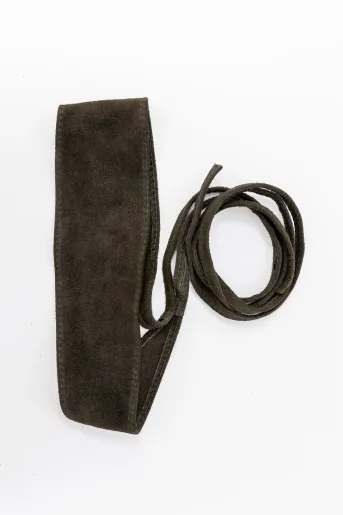 Curea piele întoarsă cu șnur kaki CLM60803