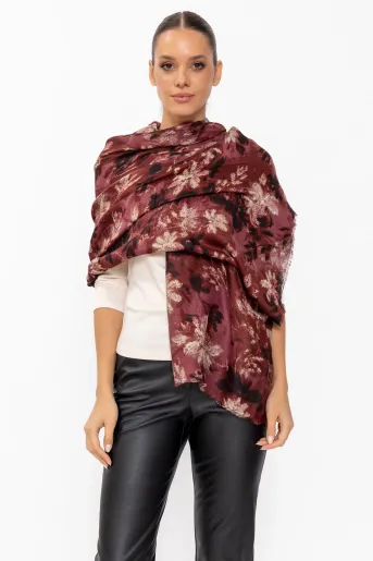 Eșarfă imprimeu floral burgundy EGK60803