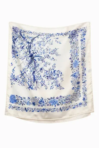 Esarfă imprimeu floral crem EGK60201