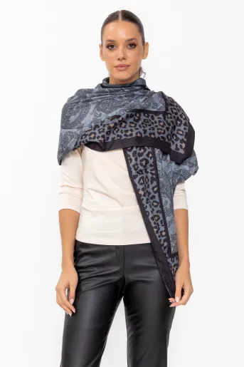 Eșarfă maxi animal print gri EGK60806