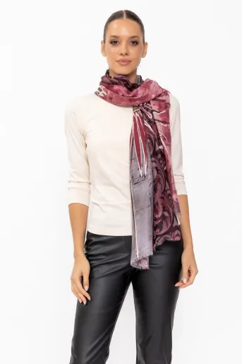 Eșarfă maxi cu imprimeu floral burgundy EGK60804
