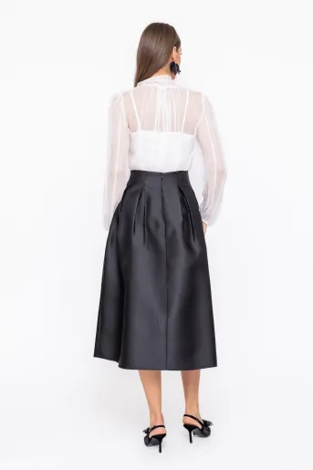 Fustă Caramel elegantă cu pliuri neagră F3602