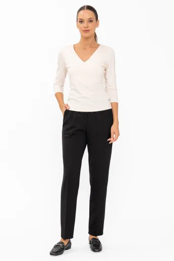 Pantaloni Caramel casual cu talia elastică negru P2620