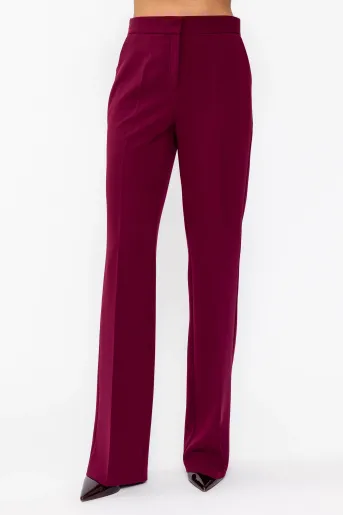 Pantaloni Caramel evazați stofă Melina vișinii P2624