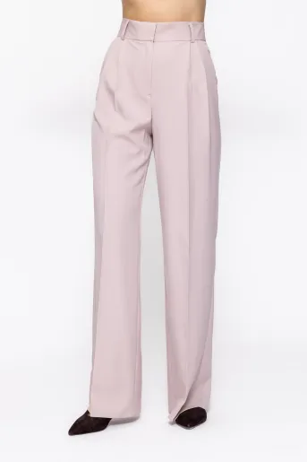 Pantaloni Caramel lejeri cu două pliuri bej P2614