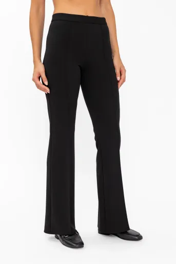 Pantaloni evazați cu dungă cusută negri P2621