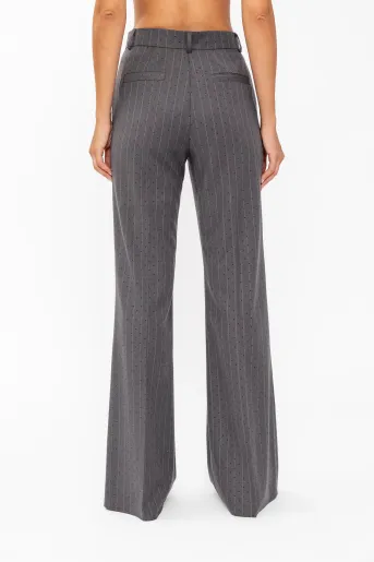 Pantaloni evazati cu strasuri gri P2619
