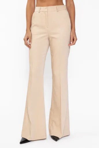 Pantaloni evazați din catifea crem P2626