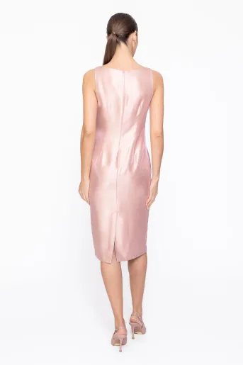 Rochie Caramel elegantă din vâscoză satinată roz R8615