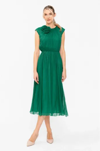 Rochie Caramel mătase naturală verde R8637