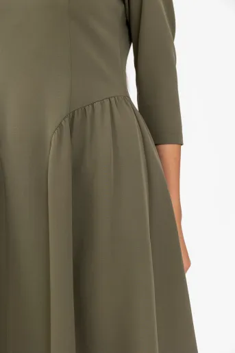 Rochie Caramel midi cu creți laterali kaki R8645