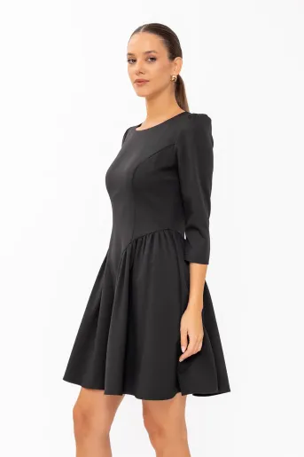 Rochie Caramel mini cu creți lateral neagră R8644