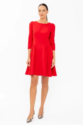 Rochie Caramel mini cu creți lateral roșu R8644
