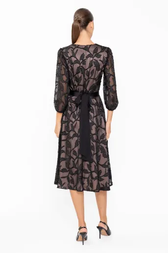 Rochie elegantă cu cordon neagră R8649