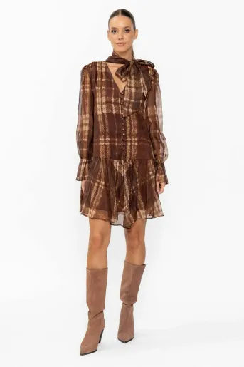 Rochie lejera din voal cu eșarfă RBR60902