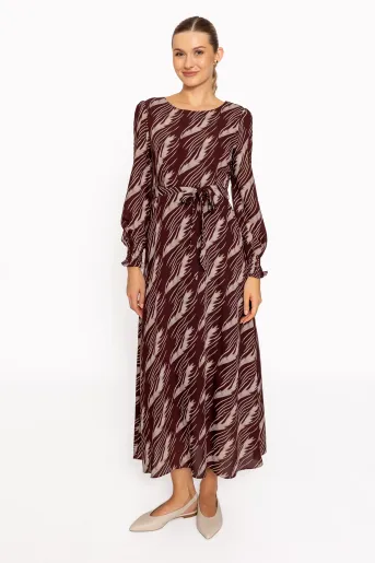 Rochie midi bordo cu cordon RRS60804